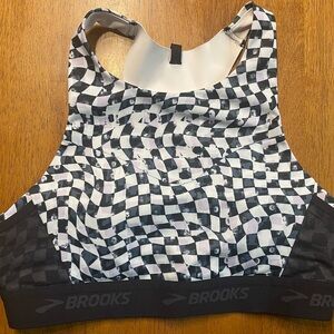 Brooks Black and White Checkered Sports Bra